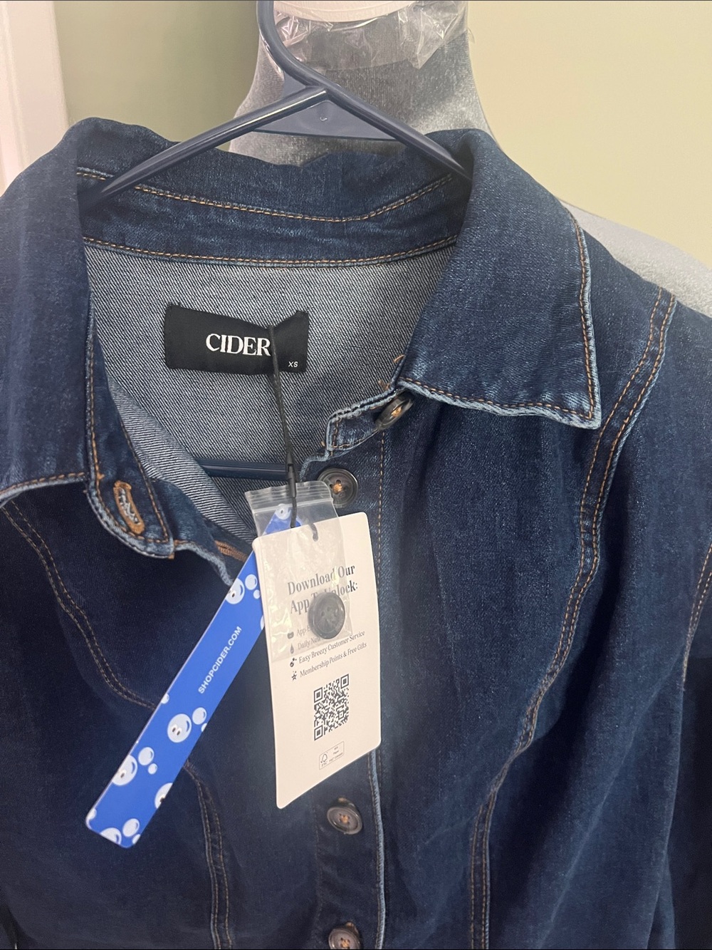 Cider Dark Navy Denim Jacket oversized - Picture 2 of 8